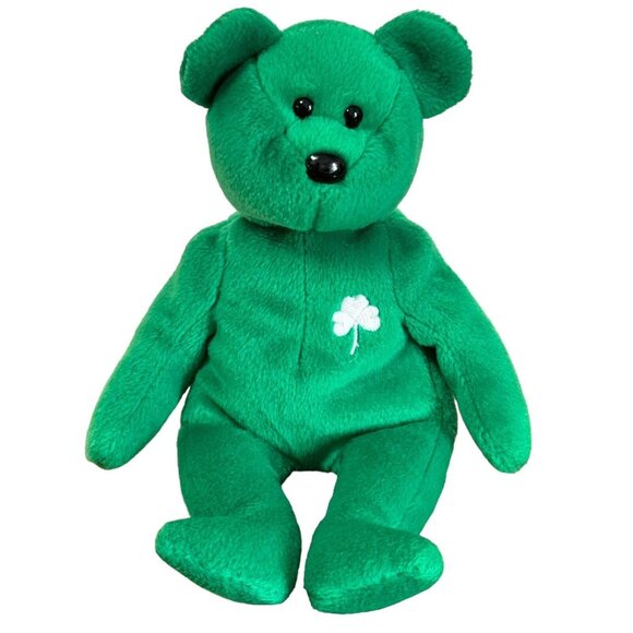 1997 TY Beanie Baby Erin Lucky Shamrock Green‎ Bear Great Used Condition - Picture 1 of 8